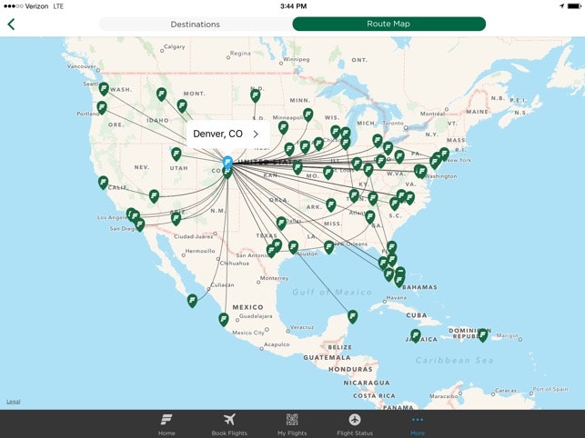 Frontier Airlines Flight Route Map