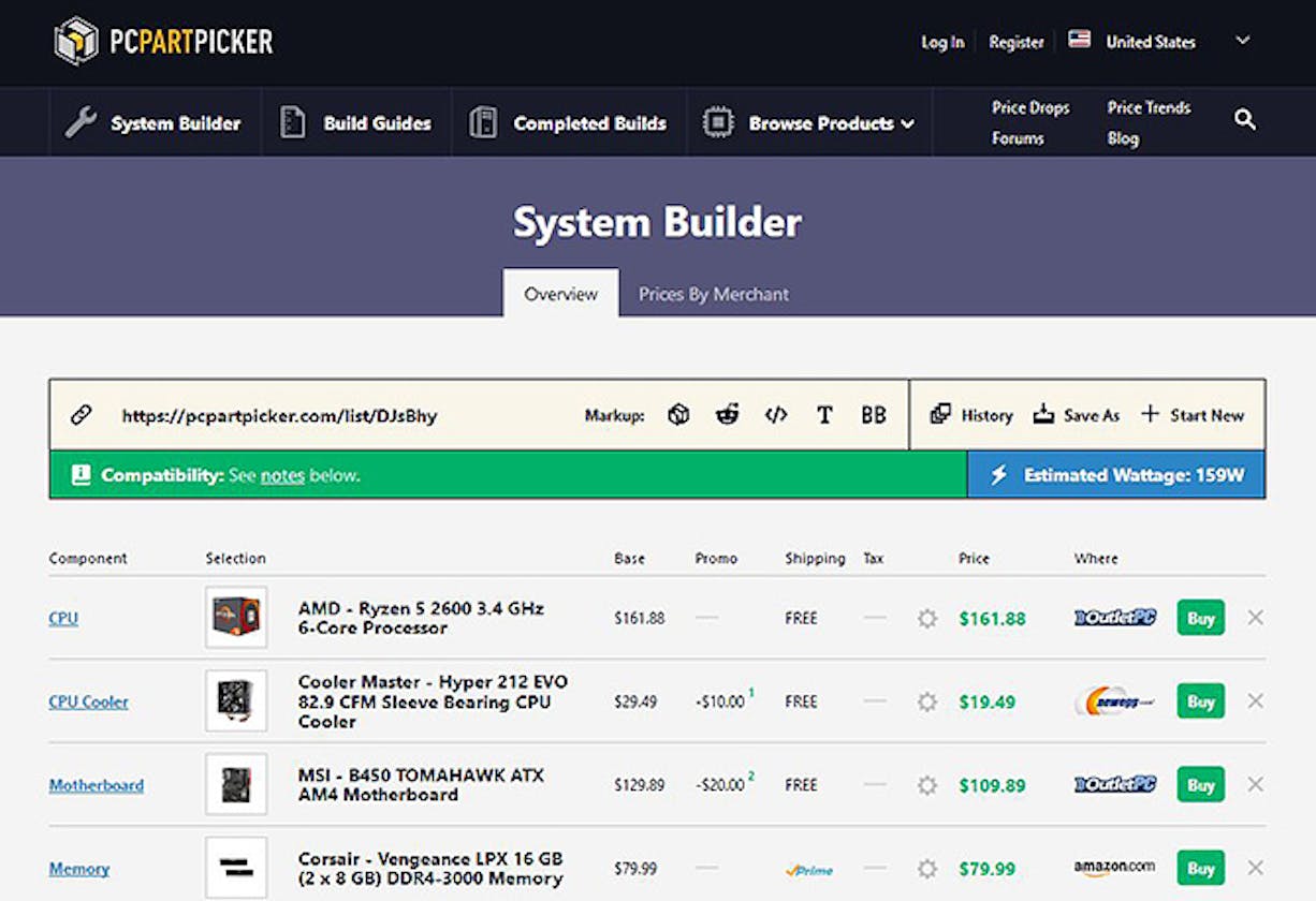 PCPartPicker | YourStack